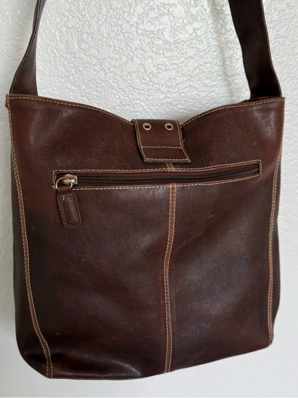 Preston & York Brown Faux Leather Hobo Shoulder Bag Buckle Y2K Purse
